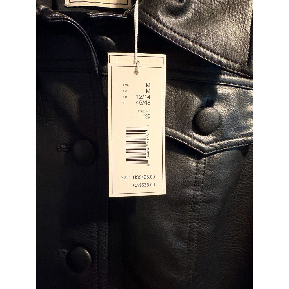 Elie Tahari Black Faux Leather Overcoat Sz M, Retail $425 - Picture 4 of 10